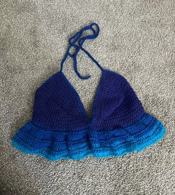 Ocean Blue Crochet Ruffle Top - Please read description before buying :)