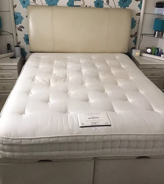 KING SIZE DIVAN Ottoman Bed with Leather Headboard & Somnus Mattress