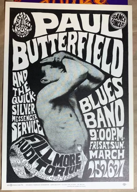 Paul Butterfield 1966 Fillmore Auditorium Family Dog Concert Poster Fd-3(2)