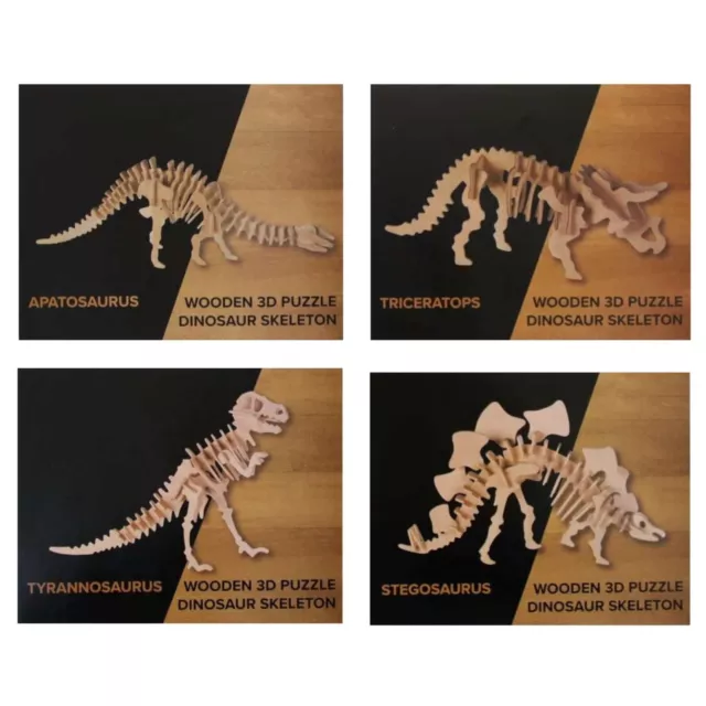 4Er Set 3D Dino Puzzle Dinosaurier Holzpuzzle Dinopuzzle Skelett Zum Basteln 3