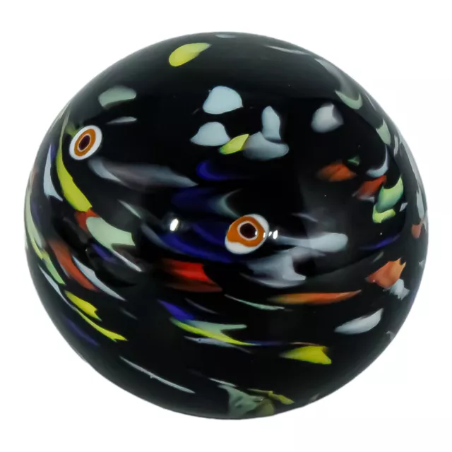 Murano Pisapapeles de Cristal Art Negro Multicolor Hecho a Mano Millefiori