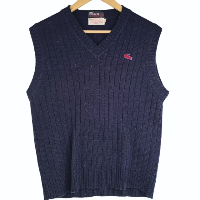 VTG IZOD Lacoste 70s Navy Blue Knit Sweater Vest Prep Retro Sz S / M ...