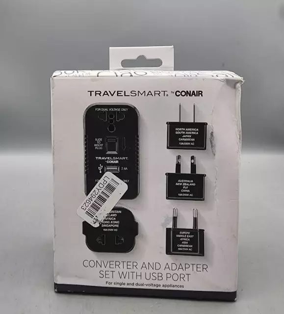 Travel Smart by Conair 2 Outlet Converter Set with USB Port Convert Convertidor