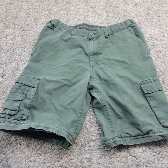 Boy Scouts of America BSA Uniform Shorts Youth Boys 20 Green Cargo Stretch READ