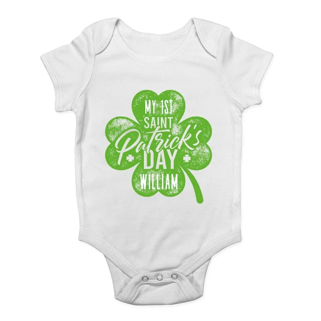Personalised My 1st Saint Patrick's Day Baby Grow Vest Irish Bodysuit Boys Girls