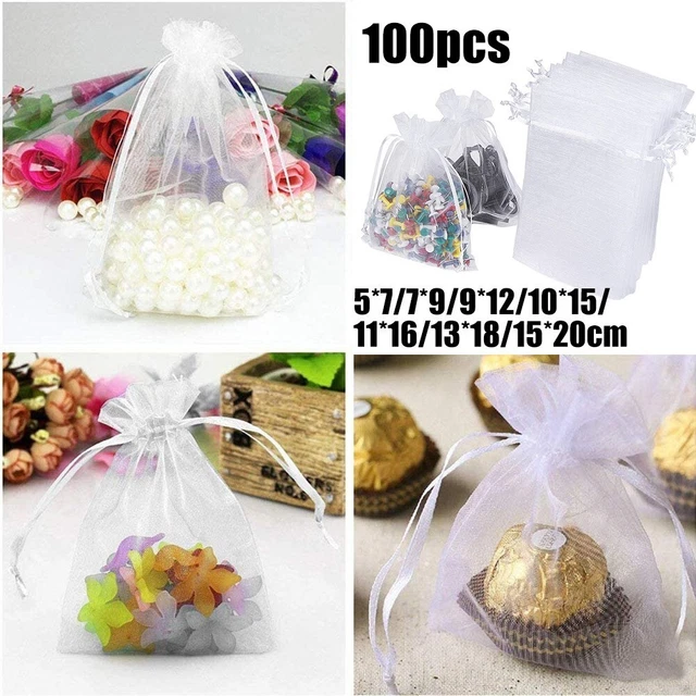 Sacs organza blanc de qualité supérieure pour cadeaux et faveurs de mariage (1