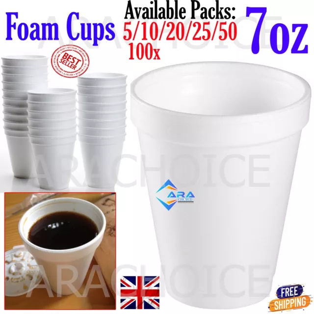 25/50/100pcs Dart Disposable Polystyrene Insulated Foam Cups 7/10/12oz