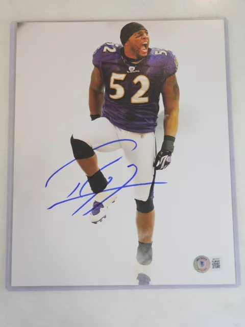 Ray Lewis Autographed/Signed 8x10 Photo Beckett Baltimore Ravens