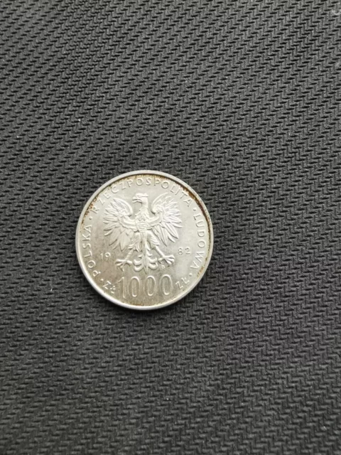 1000 Zloty Münze Polen 1982 Papst Johannes Paul II. Silber JAN PAWEL