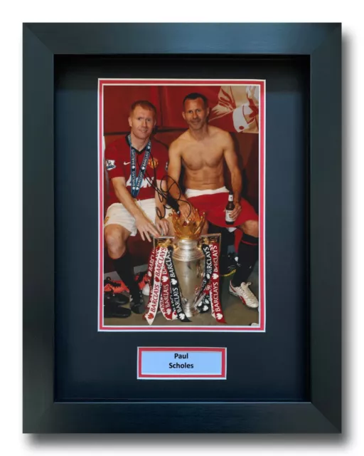 Paul Scholes Hand Signed Framed Photo Display Manchester United Autograph