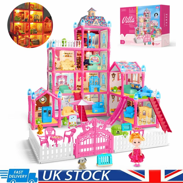 MINI DOLLHOUSE CHILDREN DIY Toy Wooden Doll House Furniture W/ LED For ...