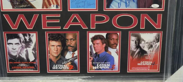 Lethal Weapon Signed Autograph Photo +Cut Mel Gibson Glover Russo Framed GAI JSA 3