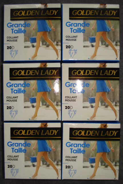 Lot 6 Collants Golden Lady Grande Taille T5 XL 20D sheer tights pantyhose sissy