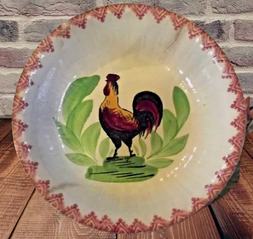 Vintage Choisy le Roi Earth of Iron Hollow Flat Jatte Bowl No. Rooster 3E Y6