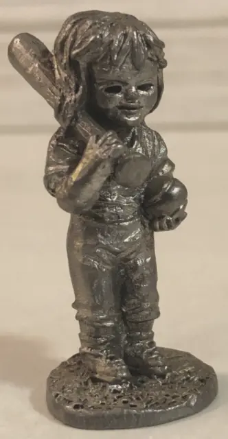 VTG '87 Michael Ricker Pewter Figurine Hand Made Baseball Boy Child R-B Signed