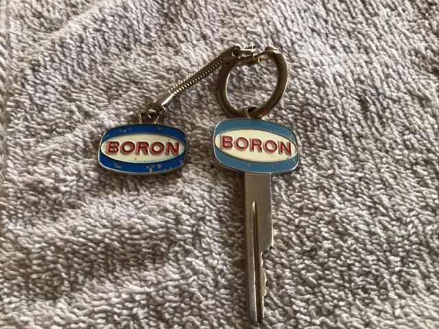 Vintage Boron Gas Station Oil Co. Key And Keychain Advertising Crest Logo