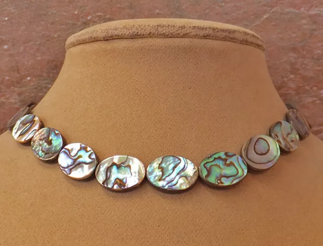 Abalone Paua Sea Necklace Rainbow Sea Opals Ocean Gems Beach Bridal Grey Jewelry