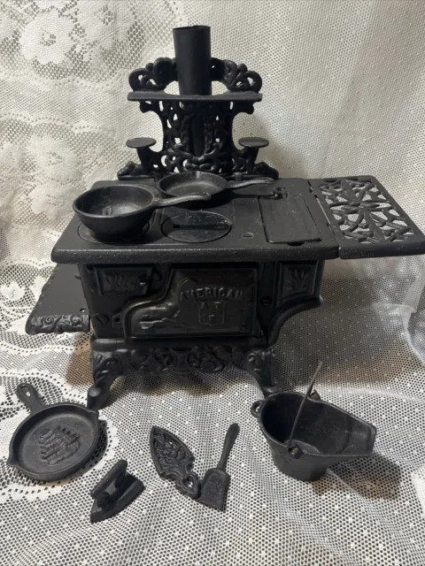 American ATF USA Mini Cast Iron Stove Toy Salesman Sample Skillet Trivet Lot