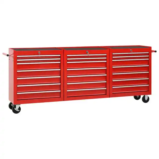 Chariot Ã  outils avec 21 tiroirs Acier Rouge