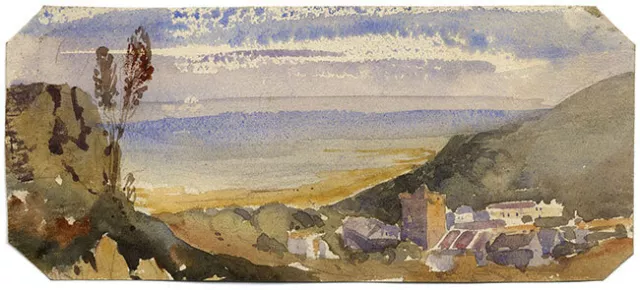 Coastal View – Miniature early 19th-century watercolour painting
