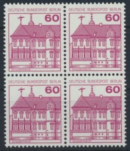 Berlin Burgen und Schlösser 611 A 60 Pfg. Karmin Viererblock Luxus postfrisch