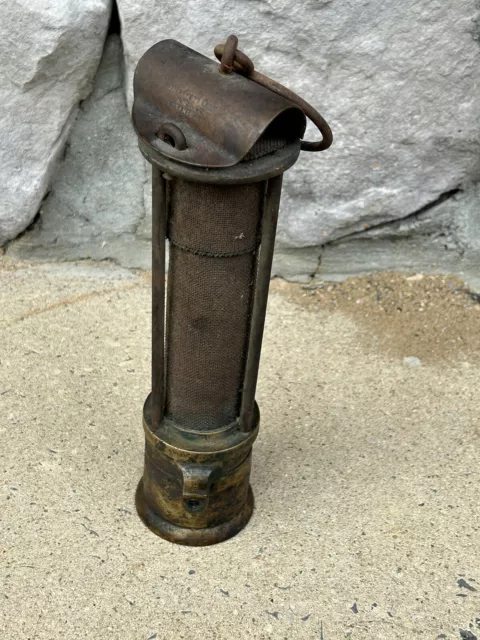 Rare A.m.  Early Brass Miners Safety Lamp Scranton Pa