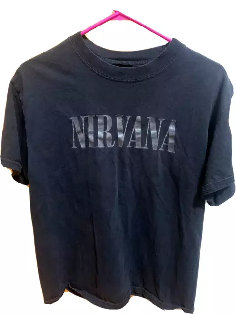 Vintage '90s Original Nirvana t-shirt w/ Silver Lettering Medium VG+ Kurt Cobain