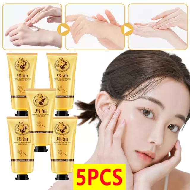 5PCS 30g Horse Oil Repair Hand Cream Moisturizing-Anti-Aging Skin Whitening