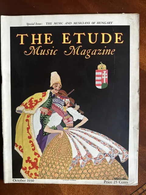 Vtg 1930 Art Deco The Etude Music Magazine Hungary Hungarian Folk Costume Print