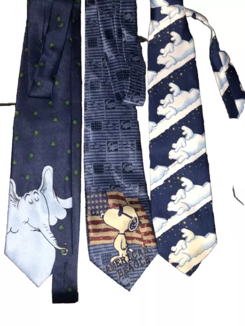 Designer Fun Tie Lot collectible brands Dr. Seuss, Coca-Cola Snoopy