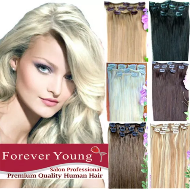 Clip In 100% Real Remy Human Hair Extension 6 Piece Set Premium Forever Young UK