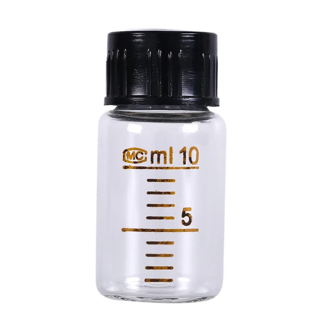 1pcs 10ml Scale lab glass vials bottles clear containers with black screw .zy