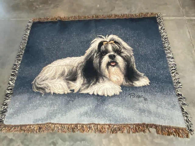 Shih Tzu Tapestry Throw Woven Blanket Linda Picken Artist