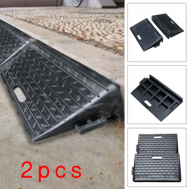 2X Black Rubber Kerb Ramps for Cars Caravans Wheelchair Mobility Disabled Access