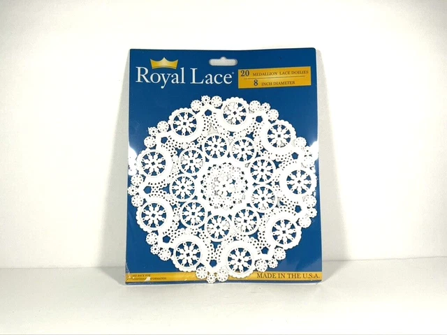 Royal Lace 8" Diameter 20 Medallion Lace Doilies White USA