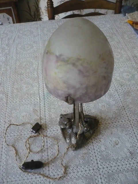 Ancienne Lampe De Table Indienne – Modèle En Cotte De Mailles – Déco Brute