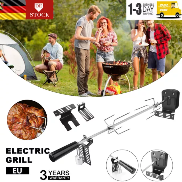 Profi Rotisserie BBQ Edelstahl Grillspieß mit Motor Drehspieß Gasgrill 220-240V