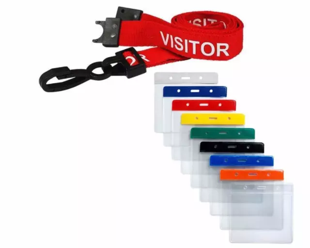 VISITOR Schlüsselband roter Halsband & farbige flexible Geldbörse Personalausweis Passhalter