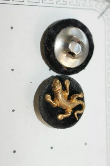 BOUTON ANCIEN COUTURE velours noir salamandre en métal