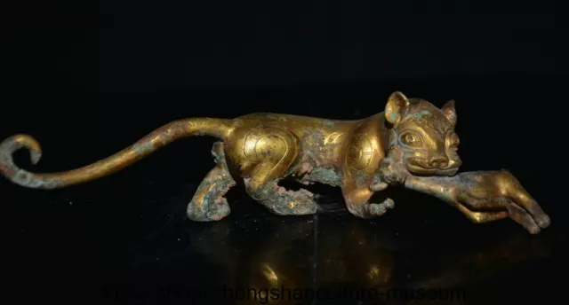 9.2 " Ancient China  Copper Fengshui 12 Zodiac Year Tiger Statue Sculpture