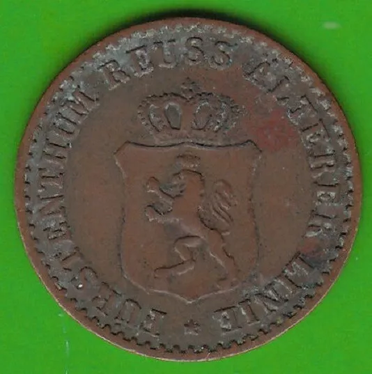 Coin Pfennig Reuss Mature Line 1 Pfennig 1864 Very Fine nswleipzig