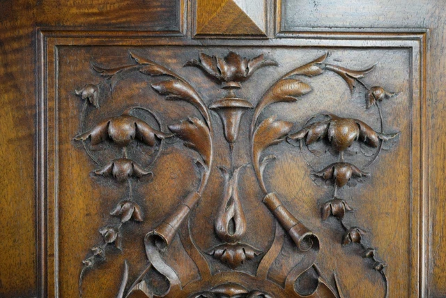 French Antique Hand Carved Wood Cupboard / Closet Door - Lion head - 19th 6