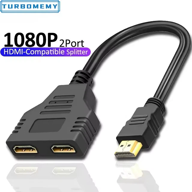 HDMI SPLITTER ADAPTER Cable 1 Input 2 Output for Office monitor pc ...
