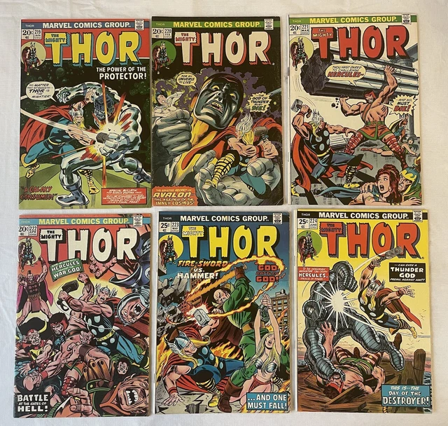 Lot of 6 Thor Bronze Age Thor Comics #219 220 221 222 223 224