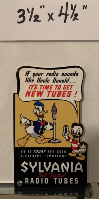 SYLVANIA Radio Tubes Porcelain Like Magnet Donald Duck Dewey Sales Service Gas