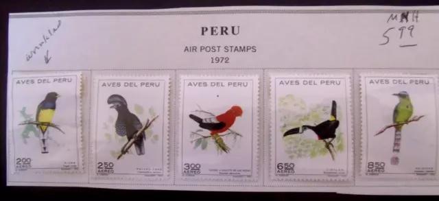 Peru Stamps 1972 Birds  Lot#924  MNH  / clear mounted (1st stamp wrinkled)