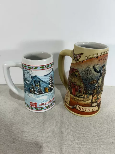 set of 2 vintage Miller High life collectable mugs “the birth of a nation”