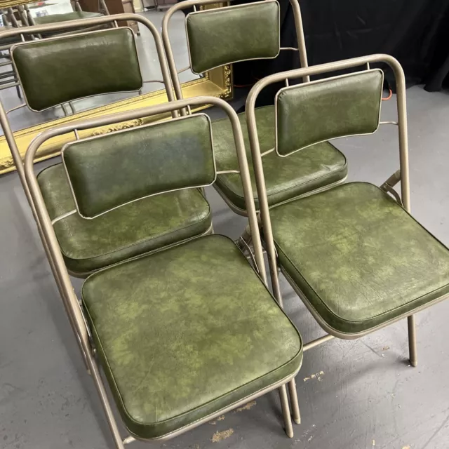 Vintage Samsonite Futura 4 folding chairs green MCM