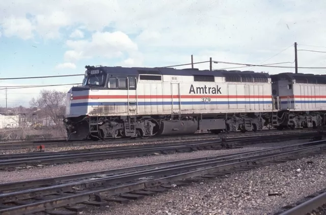 AMTRAK Railroad Train Locomotive 379 DENVER CO Original 1988 Photo Slide