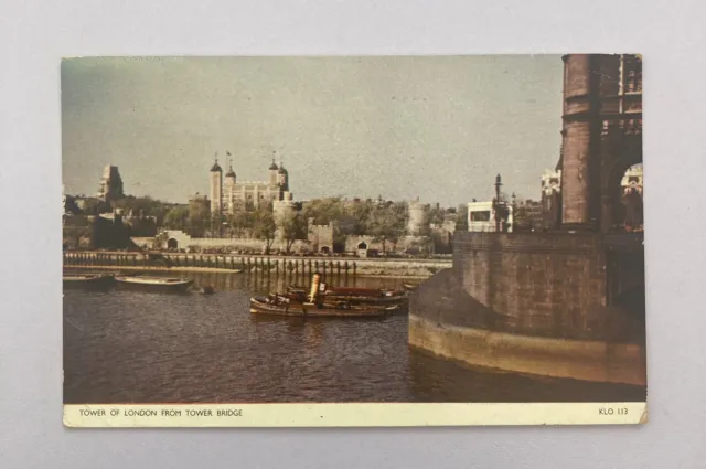 RP Colour Postcard London Tower From Tower Bridge Jarrold & Sons Posted 1955